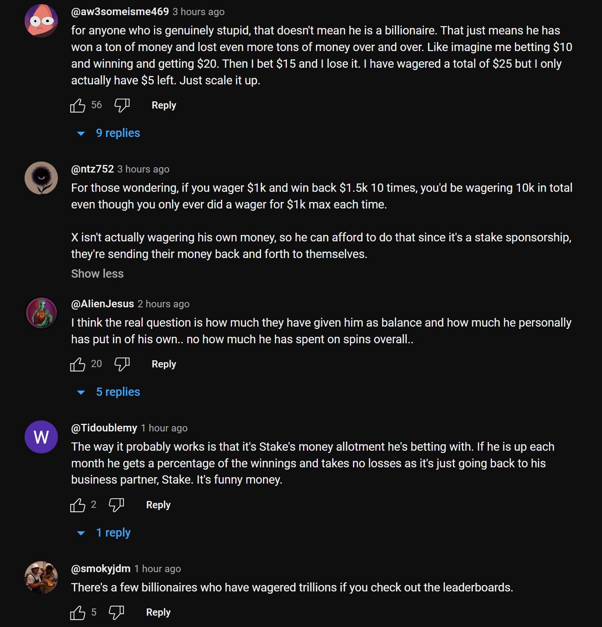 Fans discussing the streamer's gambling statistics (Image via xQc Clips/YouTube)